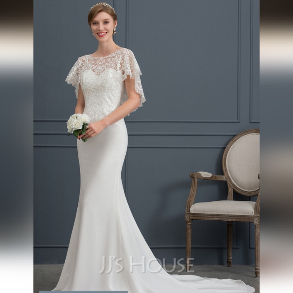 JJs House Elegant White Lace Wedding Dress